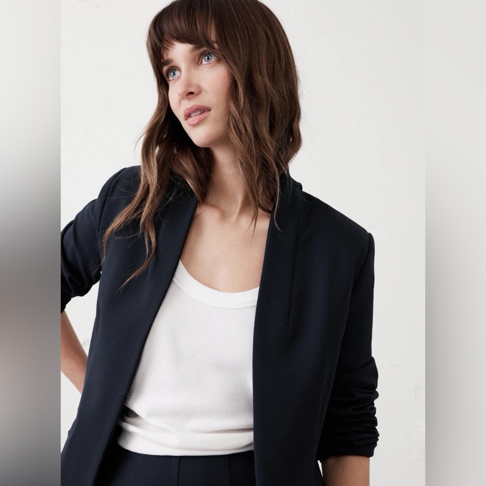 NWT! Banana Republic Black Ponte Collarless Blazer 531171 📊 - Picture 9 of 16
